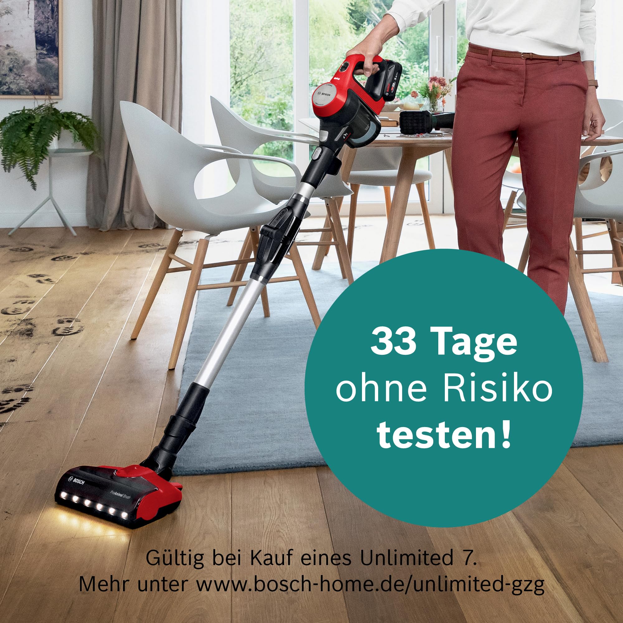 Bosch Akku-Staubsauger Unlimited 7, ProAnimal, kabellos, BKS711PET, Rot – Ansicht 9