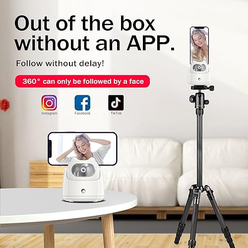 Miniatura 6 de Trípode de seguimiento facial automático, rotación de 360, soporte para teléfono de seguimiento automático, sin aplicación, soporte de cámara de