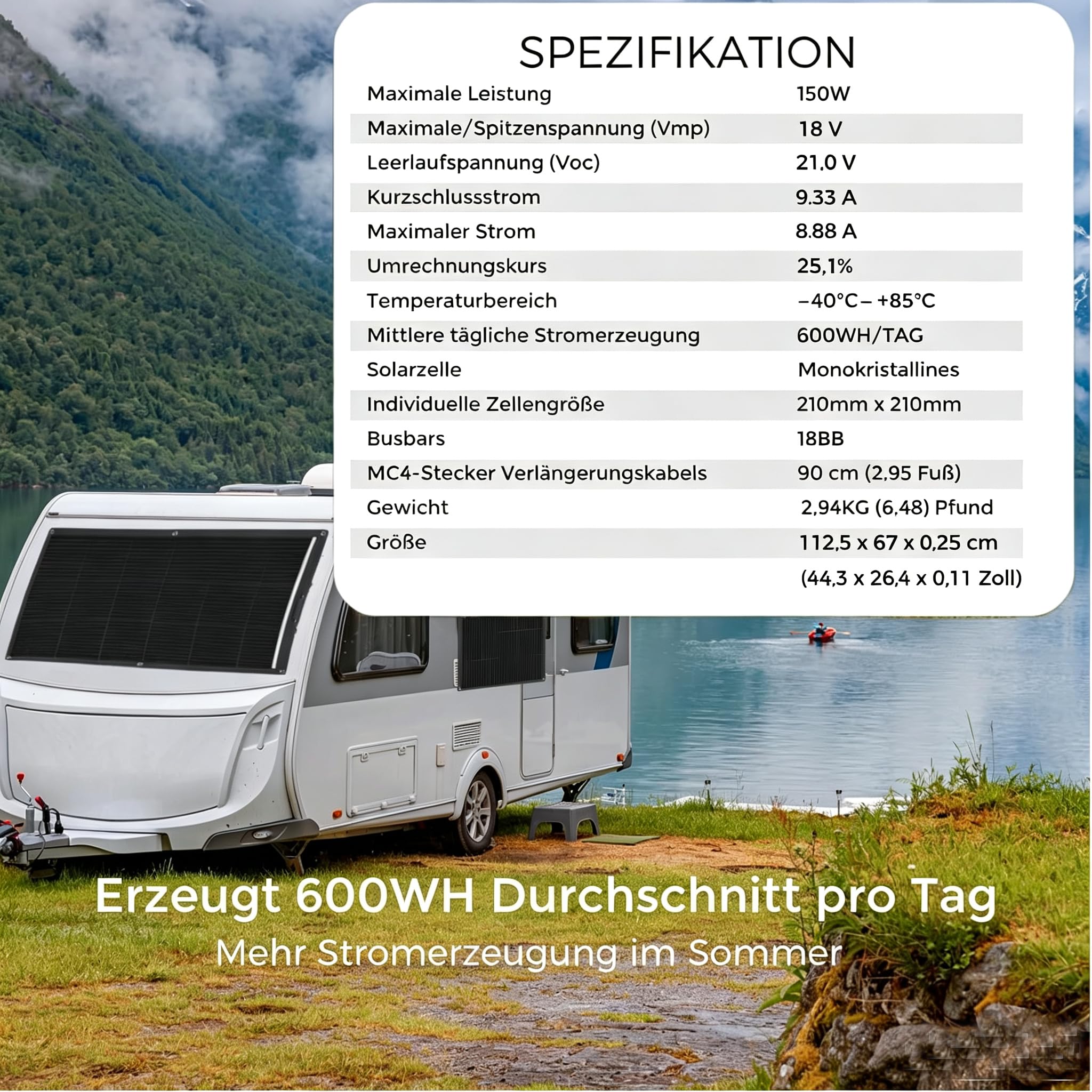 150W Flexibles Solarpanel Kit Set 12V Solarmodul Flexibel 150Watt Mit 20A 12V/24V Solarladeregler + Solarkabel Solaranlage Komplettset 12v für Wohnmobil Wohnwagen Balkon Camping