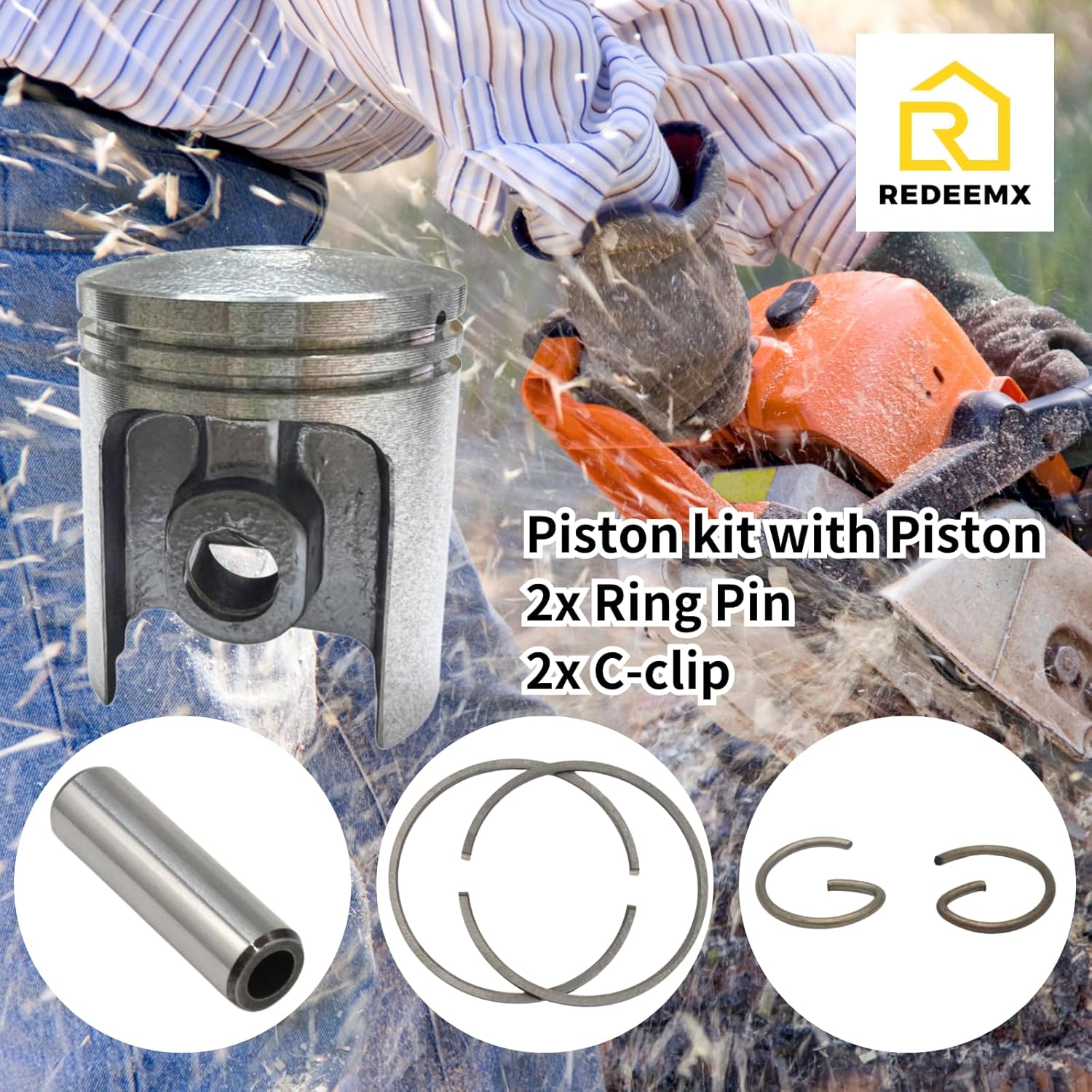 041 Piston And Ring Assembly Kit 44MM Compatible With Stihl 041 041AV 041 Farm Boss Part 1110 030 2000