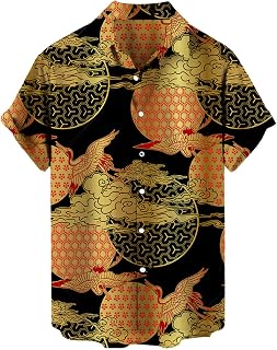 Hawaiian Shirts for Men Casual Summer Button Down Shirts Mens T Shirts Mens Bowling Shirt Print Shirts Short Sleeve Button Shirt Loose Beach Shirts Mens Bowling Shirt Vintage 1950s Retro Short