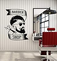 Vista 3 de Vinilo Peluquería Barbería Tijeras Pegatinas Mural Decoración Grande (g5170) Negro