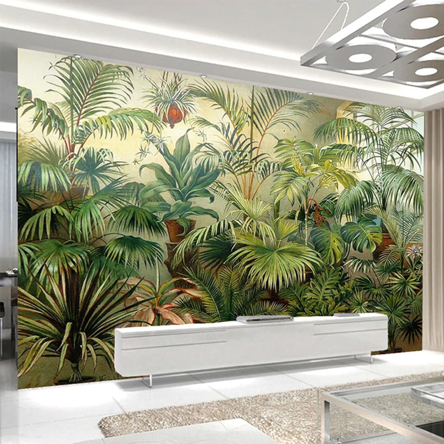 Papier peint mural photo 3D d'arbres de plage autocollant pour deco salon