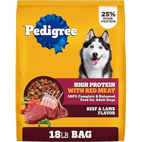 Pedigree High Protein Adult Dry Dog Food, Beef and Lamb Flavor, 18 lb. Bag