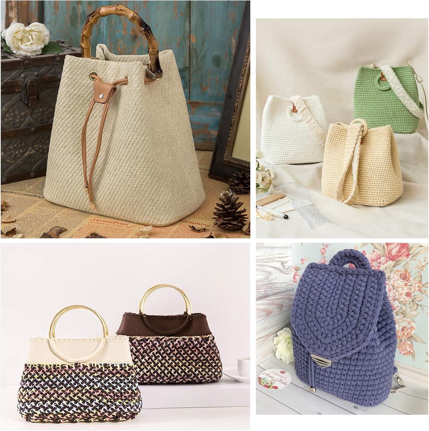 PH PandaHall Oval Purse Bottom for Crochet, 4pcs 9.8 x 4.7" Crochet Bag Bottom Leather Bottom Shaper Pad for Bags Cushion Base with Holes for DIY Crochet Bag Shoulder Bags Purse Making