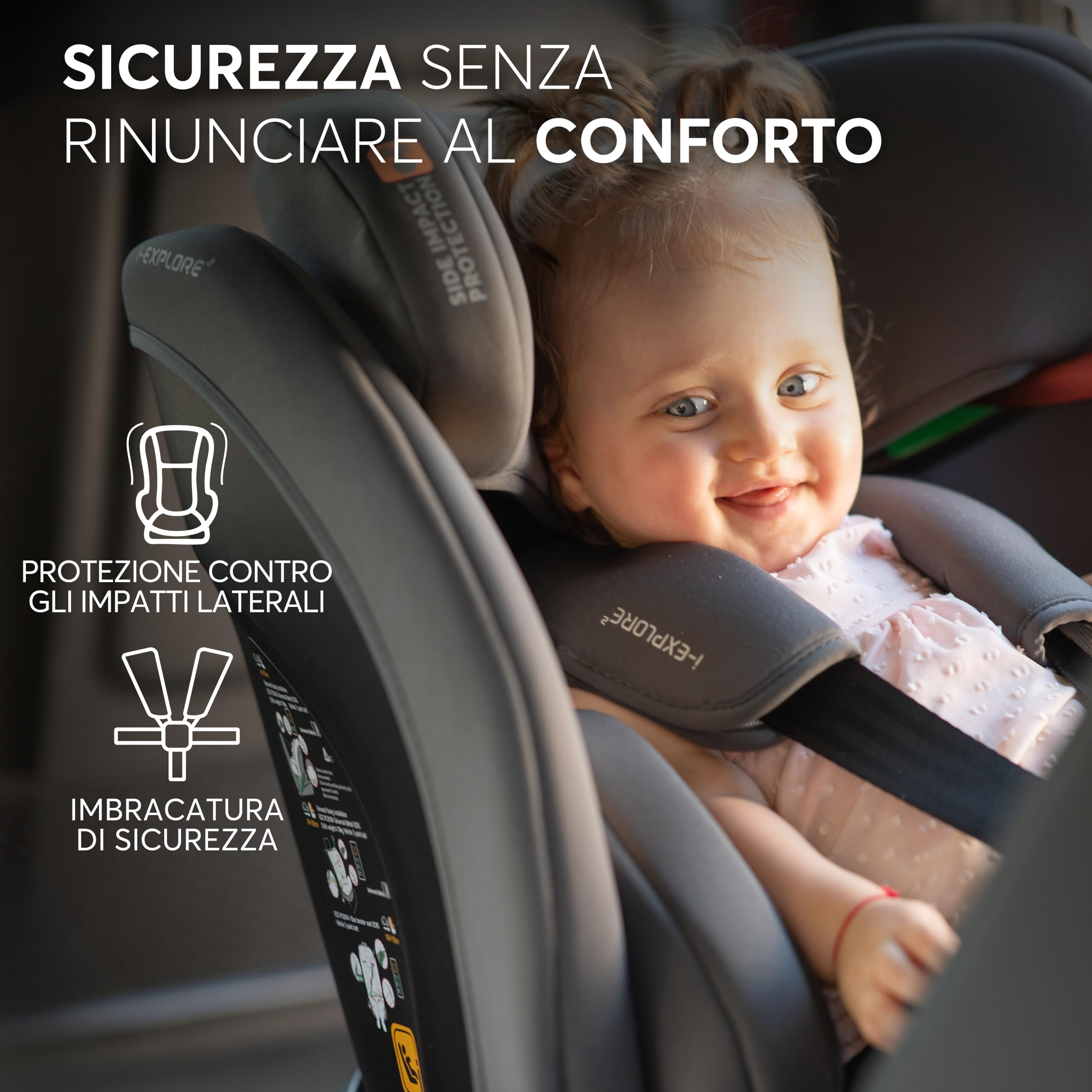 KikkaBoo Seggiolino Auto 0–36 kg Reclinabile i-EXPLORE 2, Gruppo 0 1 2 3, Girevole Avanti e Indietro, Imbracatura a 5 Punti, 40–150 cm, Nero