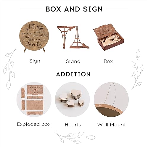 Miniatura 5 de Libro de invitados de boda rústico Libro de invitados de boda con marco de corazón Letrero de libro de invitados de 30 a 300 invitados