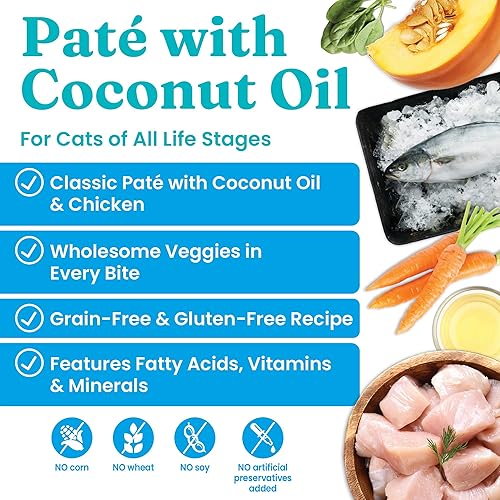 Miniatura 1 de Solid Gold Wet Cat Food Paté para gatos adultos y mayores, aceite de pollo y coco real, alto contenido de proteínas, sin granos, para una digestión