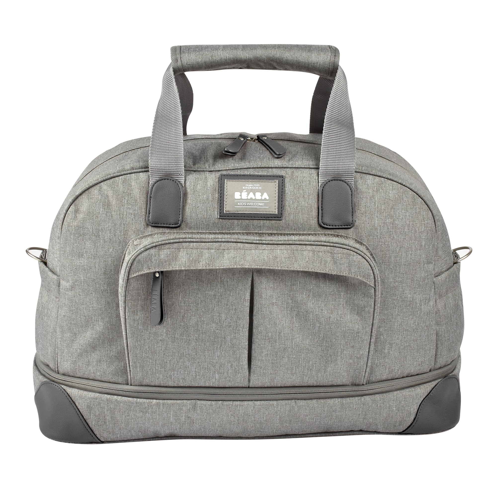 BÉABA, Sac à Langer Amsterdam II, Sac Voyage XXL 50L, Bandoulières Amovibles, Trousse de Toilettes, Matelas à Langer, Sac à Linge Sale, Multiples rangements, Gris Chiné