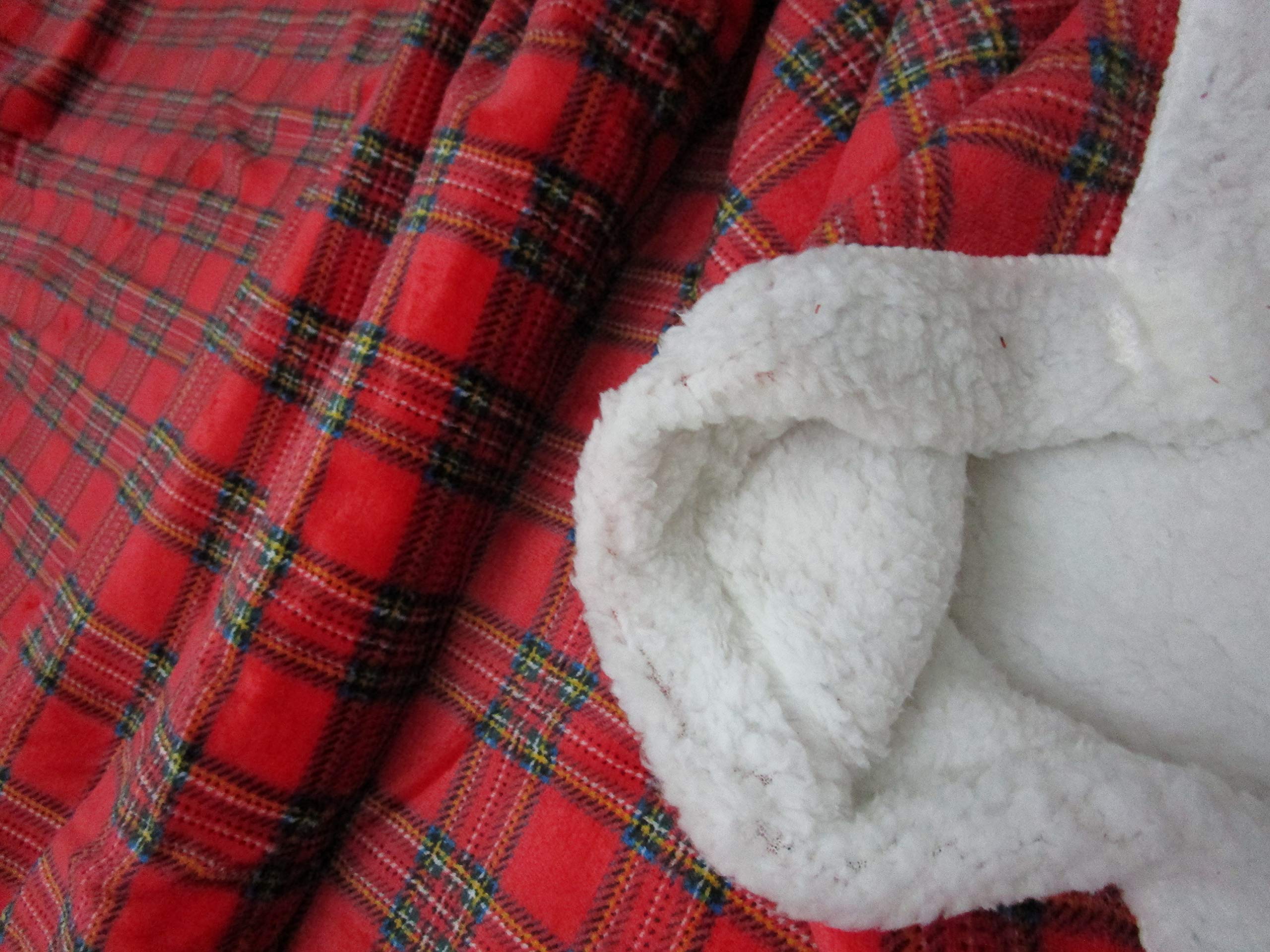 Plaid o Coperta In Morbidissima e Calda Microfibra Con Retro Agnellato Fantasia RIGHE Rosso-Bianco 150x210 Novità 2020