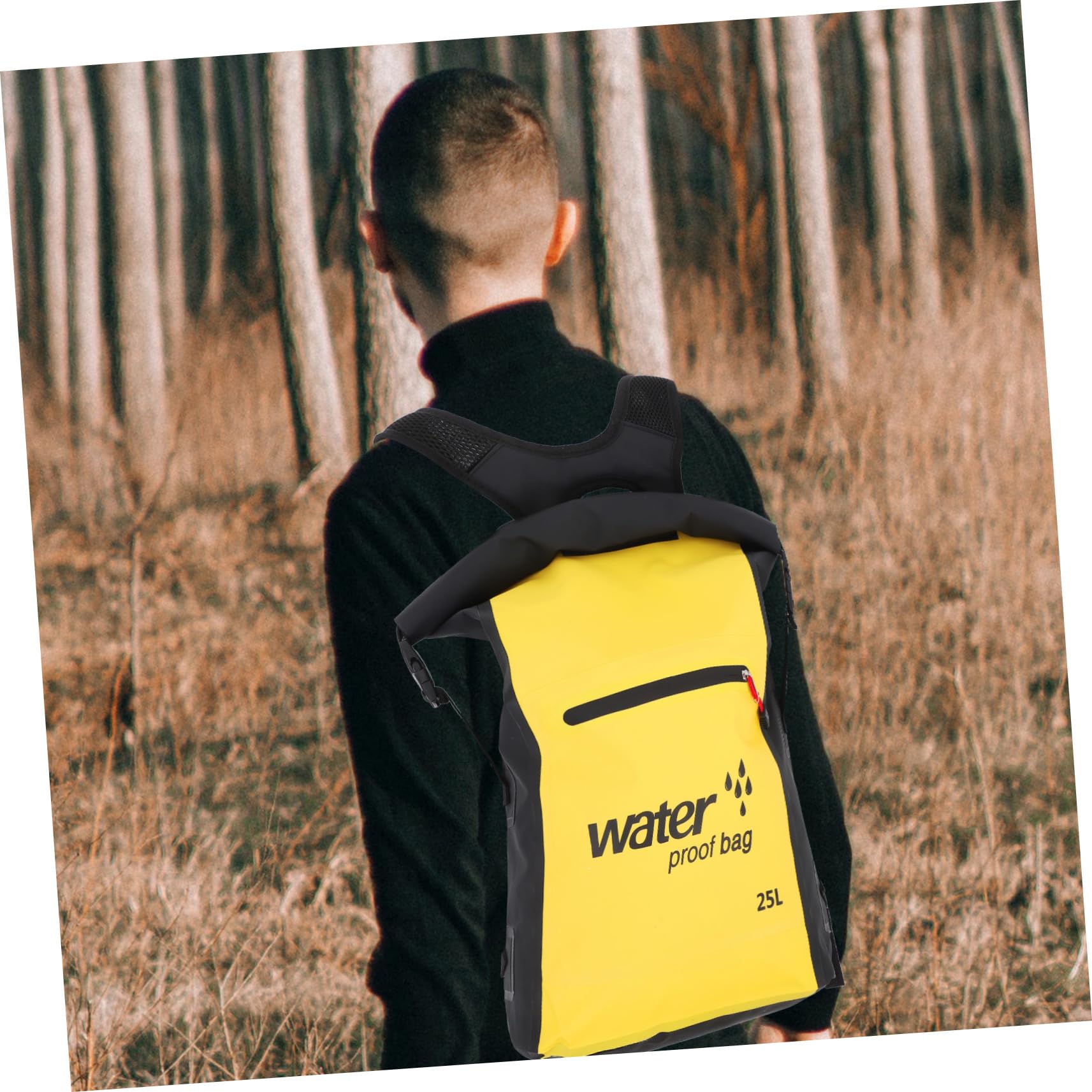 Dry Bag 25l in Pvc Nero, Zaino Idrorepellente per Vacanze Estive
