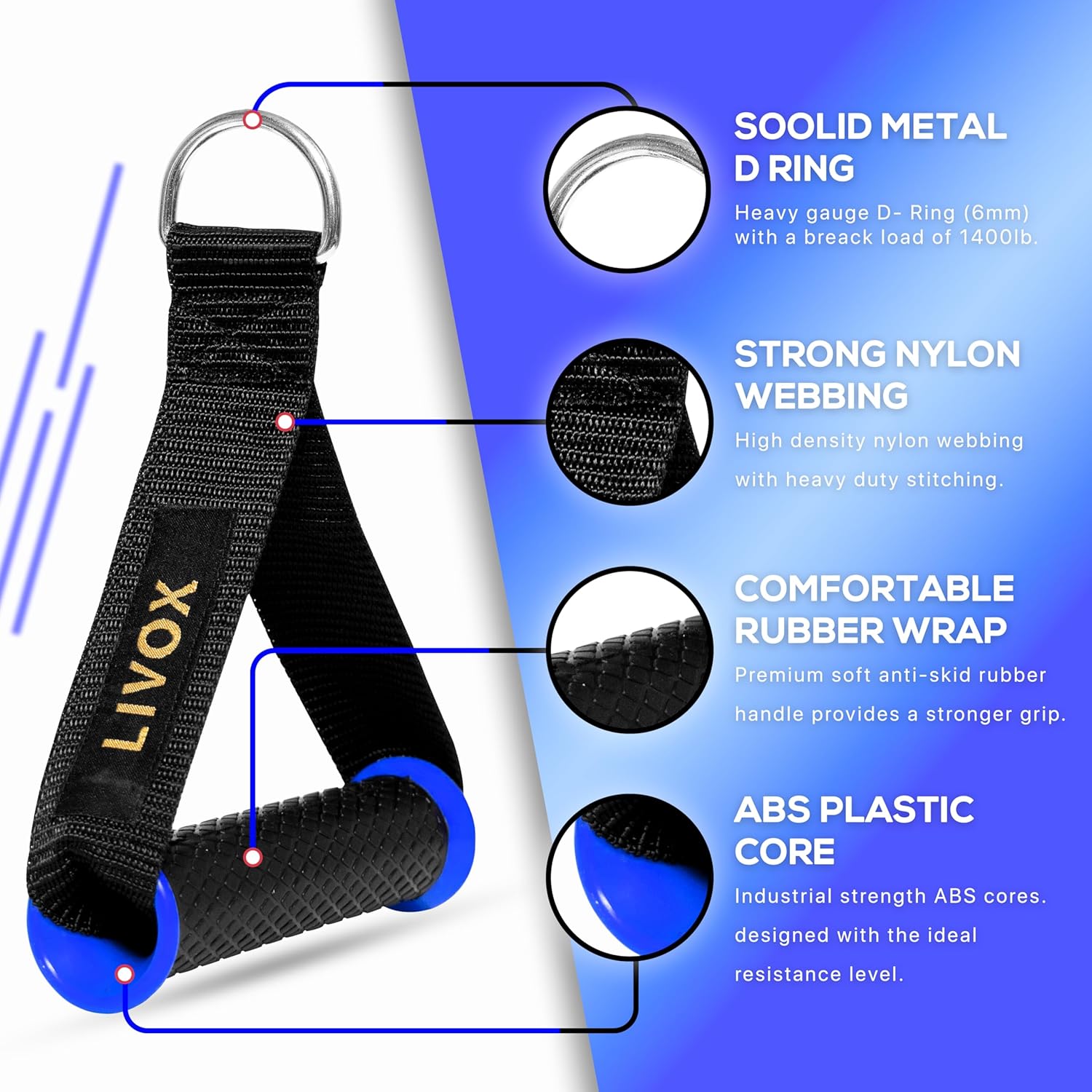 Buy Now Livox Heavy Duty Exercise D-Handle Cable Attachments For