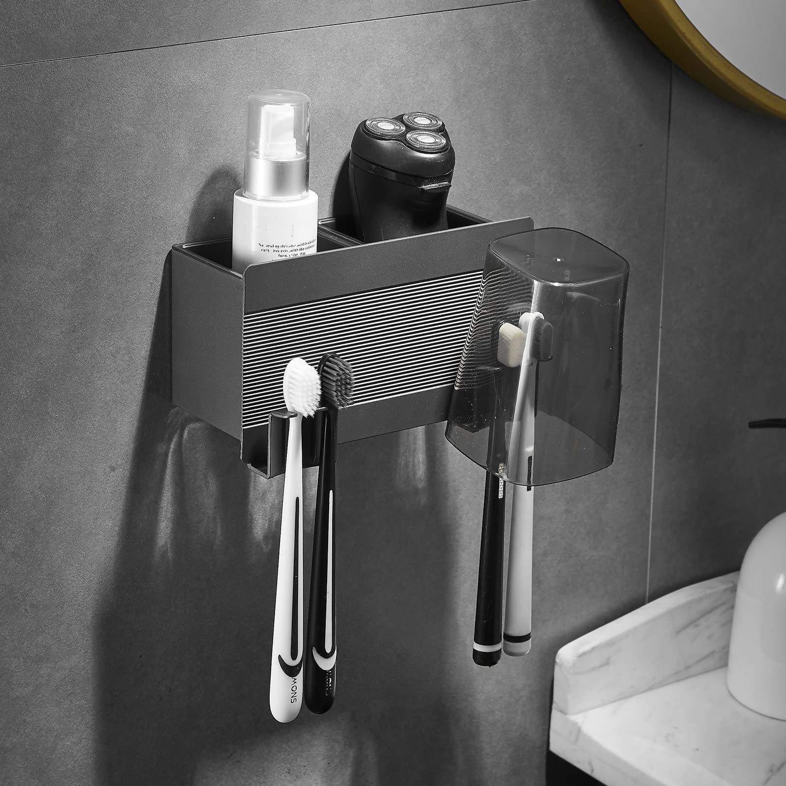 2 portaspazzolino da parete per bagno, doccia