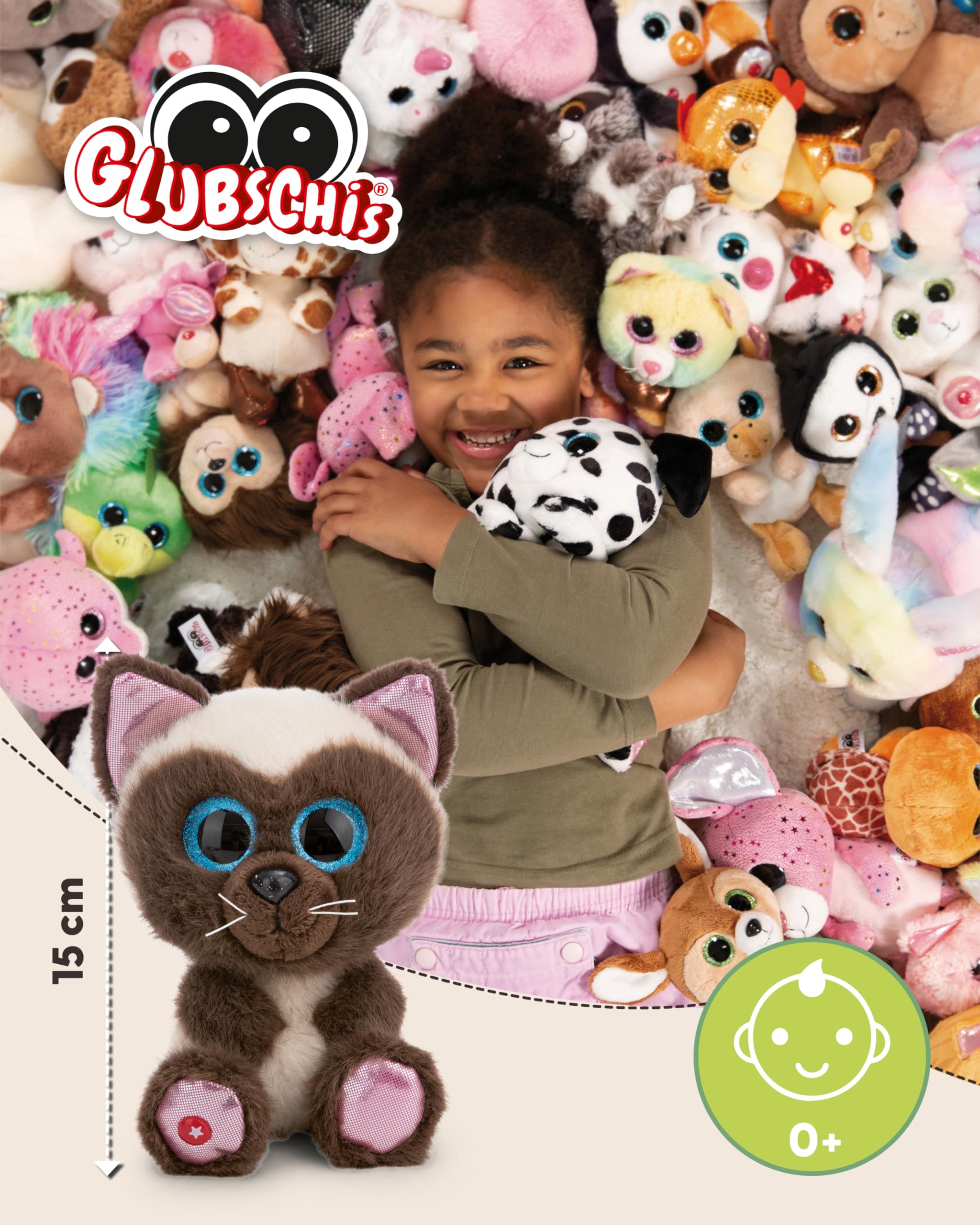 NICI GLUBSCHIS Peluche Gato siamés Selma, 15 cm, Beige, Animal de Peluche Suave para abrazar y Jugar, para niños y Adultos, Idea de Regalo - 63024 — view 2