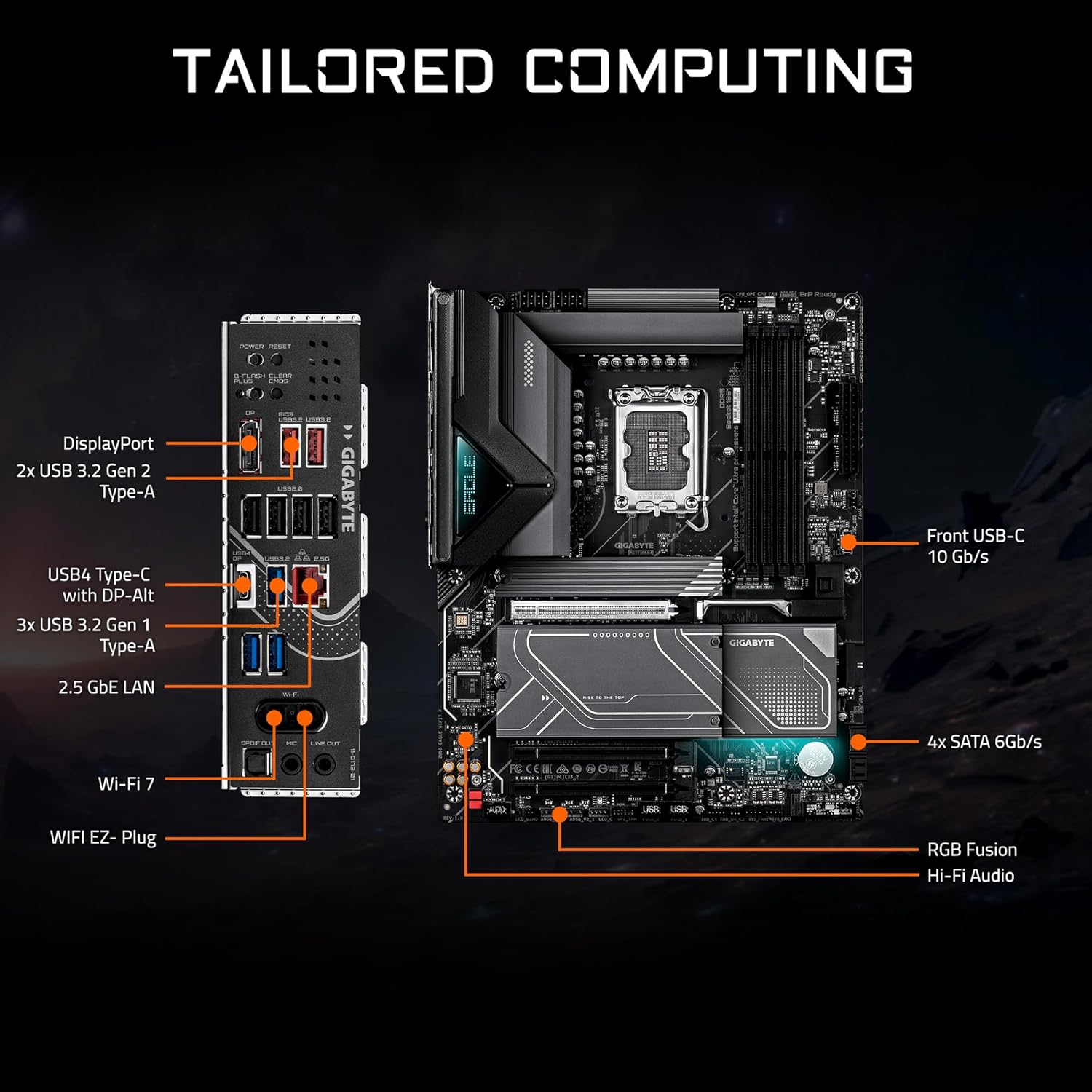 GIGABYTE Z890 Eagle WIFI7 Plus Intel LGA 1851 ATX Motherboard, Support Core Ultra (Series 2), DDR5, 14+1+2 Power Phase, 4X M.2, PCIe 5.0, USB4, WiFi 7, 2.5GbE, EZ-Latch, D5 Bionic Corsa