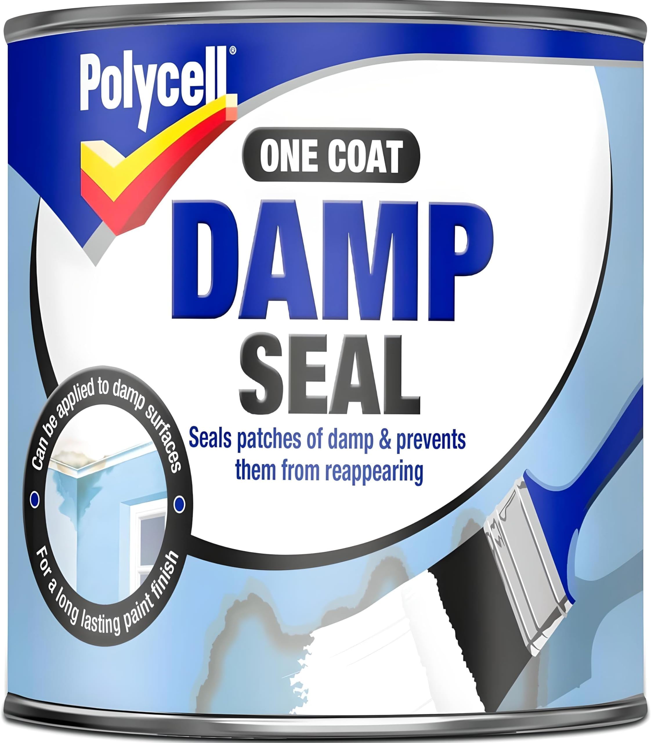 AMK® Polycell Damp Seal 1L One Coat Sealant Wet Patches Prevent Moisture Overpaintable Ideal for Plaster Cement Stone Interior Use