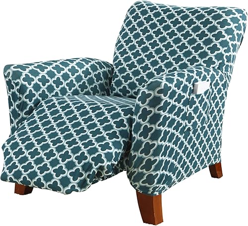 Vista 42 de Great Bay Home Funda reclinable de sarga estampada. Funda elástica de una pieza para sillón reclinable. Funda reclinable sin tirantes para sala