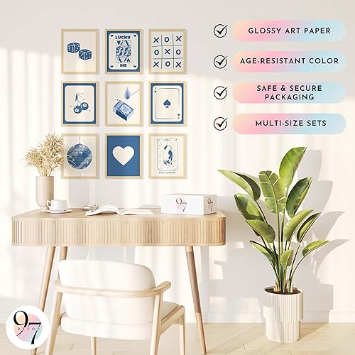 Miniatura 5 de 97 Decor Póster de la suerte azul, arte de pared de cartas de juego, decoración de sala de póker, arte de pared de moda azul, pósteres divertidos,