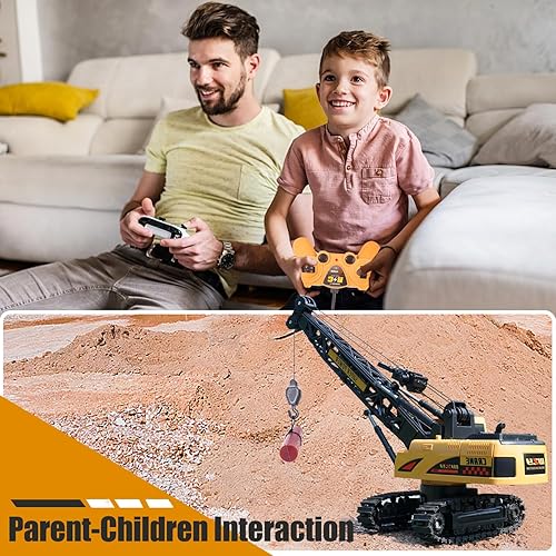 Miniatura 25 de Excavadora de juguete a control remoto para niños, juguete de excavadora RC para niños de 3, 4, 5, 6, 7, 8 años, regalo de Navidad, cumpleaños