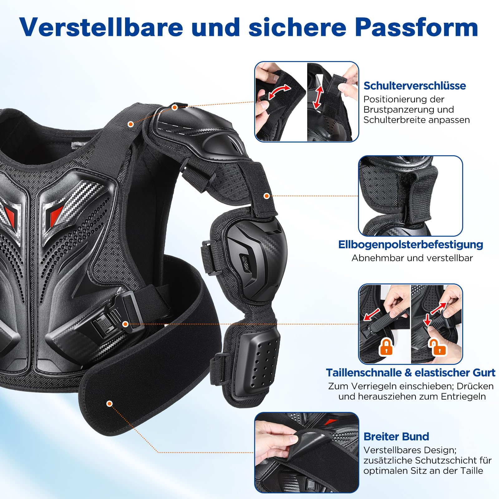 yeesport MTB Brustpanzer Kinder Protektoren Rückenprotektor Set