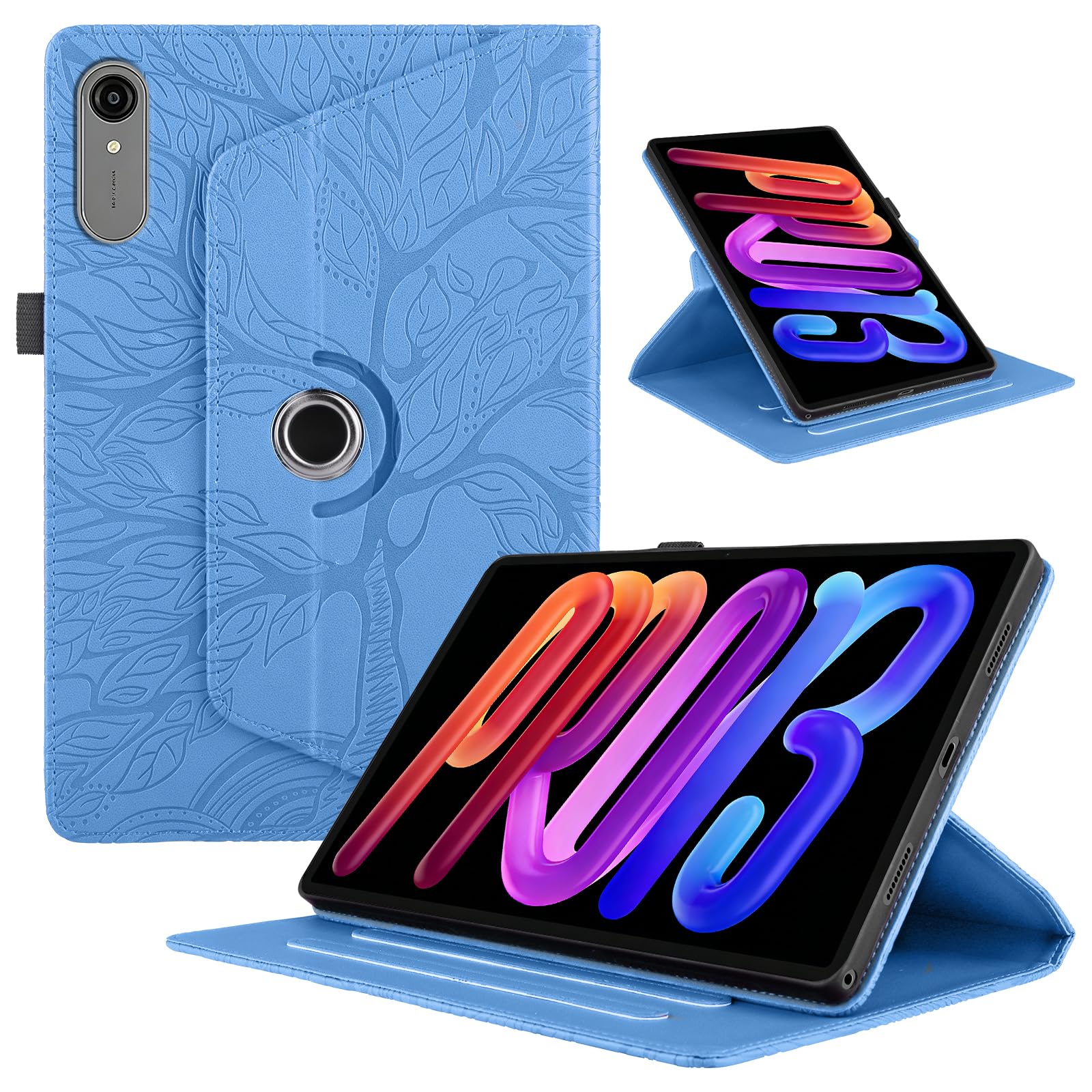 Funda para Samsung Galaxy Tab S9/ S8/ S7 11" (SM-X710/X700/T870) PU Cuero Tablets Protectora Cover 360°Carcasa Giratoria de ángulo Múltiple Stand Función Tablets Funda,Rojo Árboles — view 69