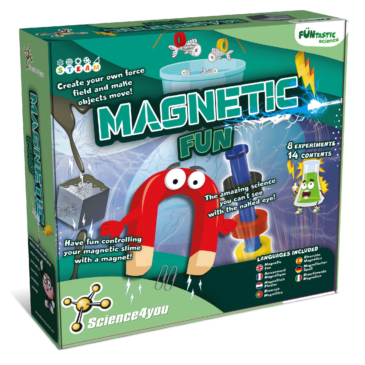 Magnetic Inventions for Kids - Science Kit with Magnets for Kids, Magnetic Toys, Cubes and Putty, 6 Experiments and 14 Contents, Slime Games for Children, Gifts for Boys & Girls 8 9 10 11+