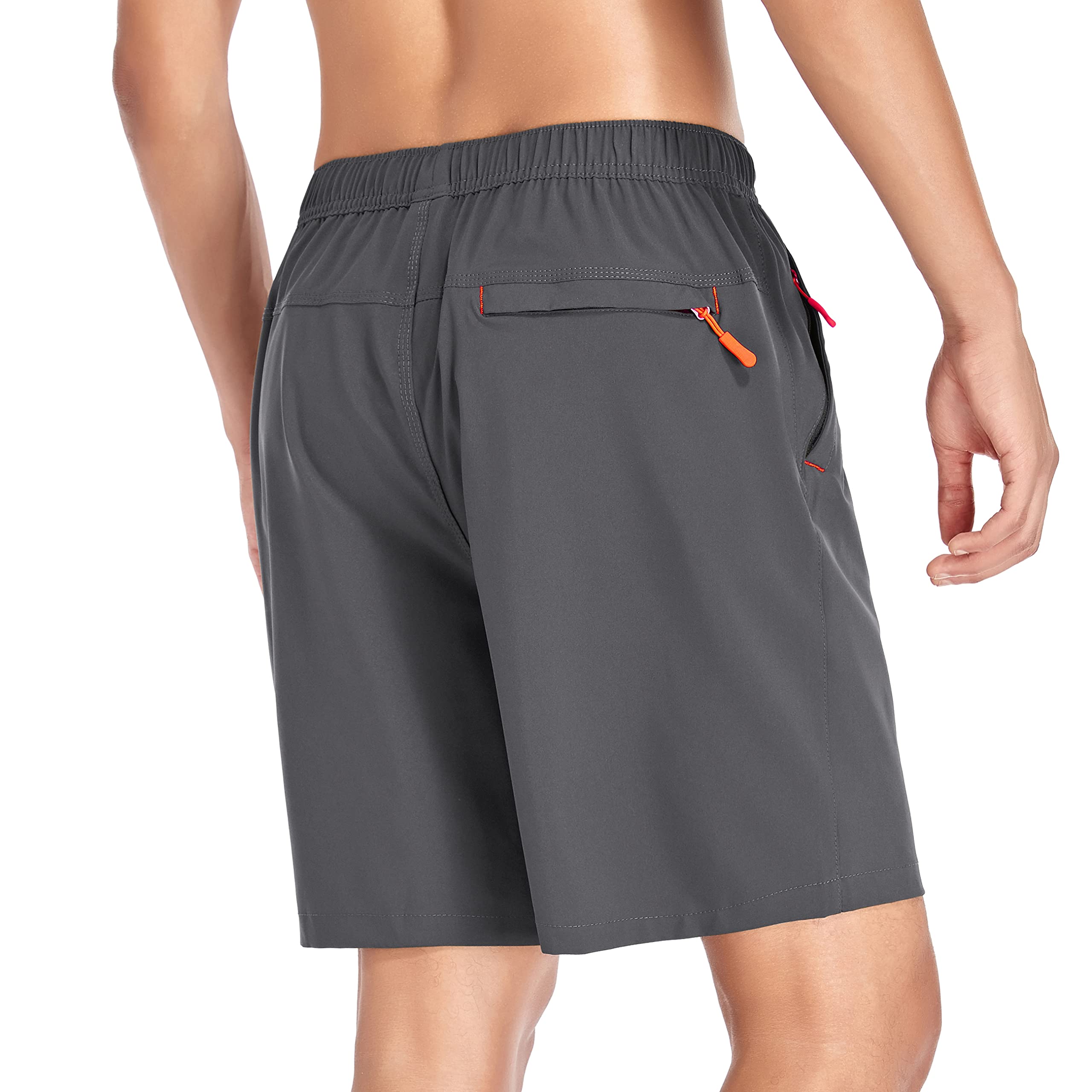 Selovzz Men's Gym Shorts Sports Quick Dry Workout Running or Casual Training Short with Zipper Pockets