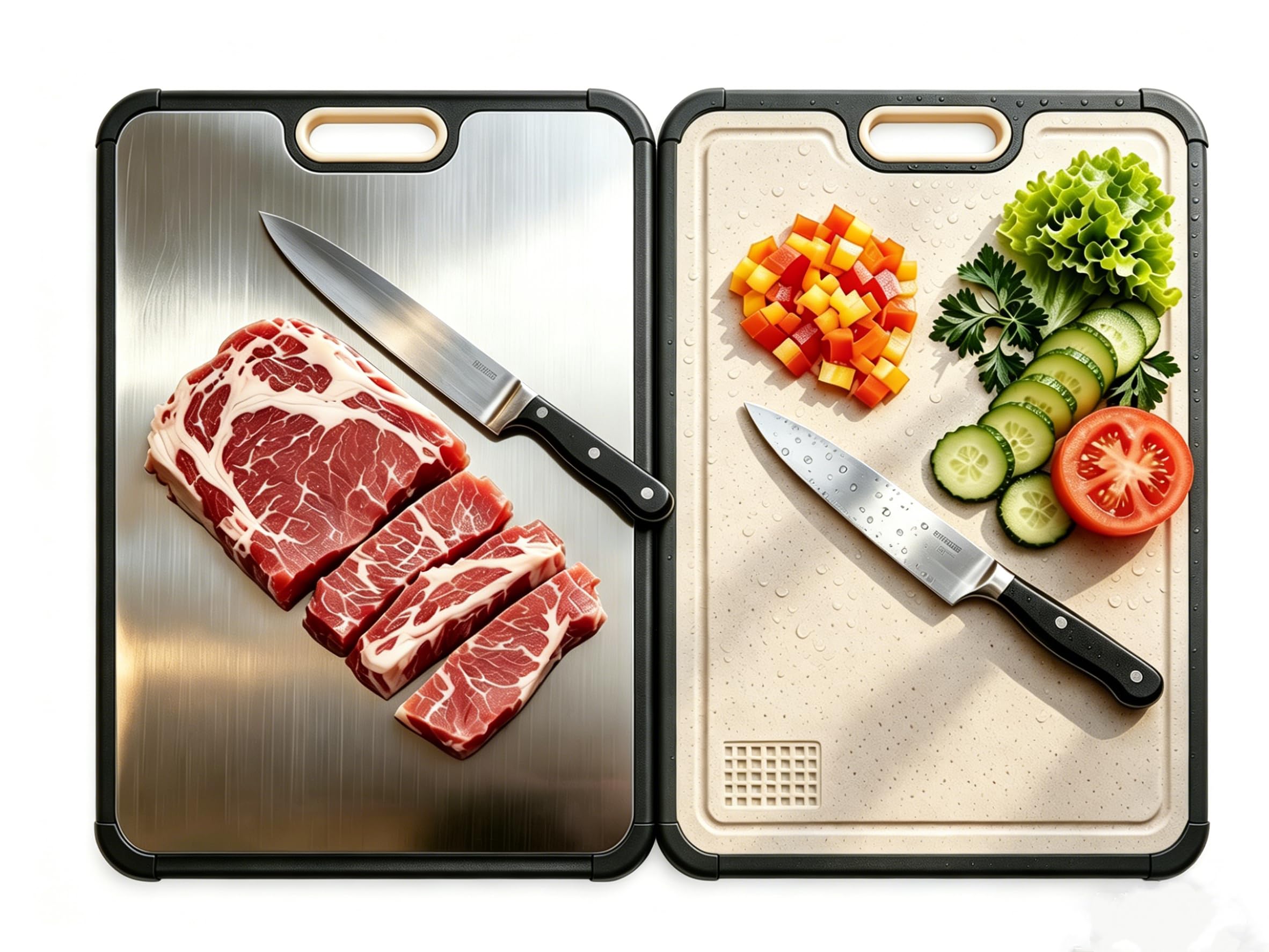 Planche a decouper inox double face haut de gamme pour une cuisine moderne et durable