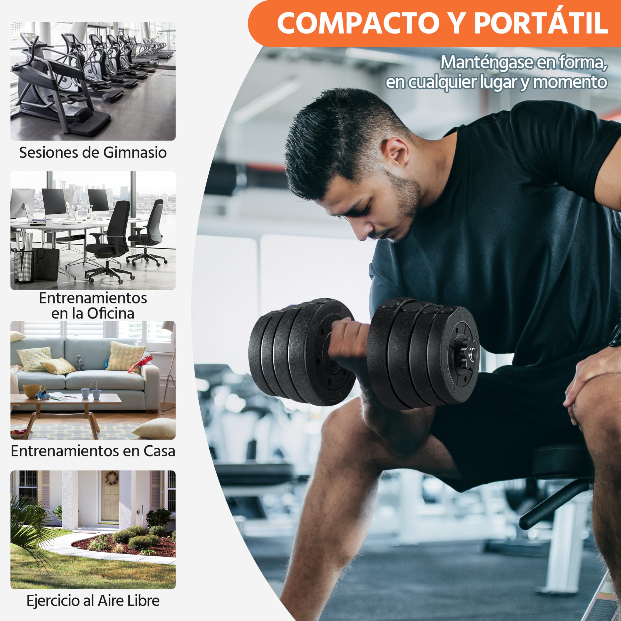 Yaheetech Kit Mancuernas Ajustables Juego de Pesas y Mancuernas para Casa o Gimnasio Mancuernas Musculacion con Cerraduras de Estrella