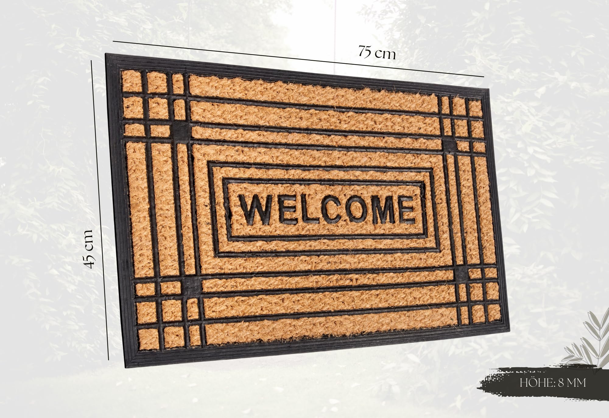 HANSE Home Paillasson Coco Caoutchouc Welcome 45x75 Cm - Intérieur Extérieur Antidérapant
