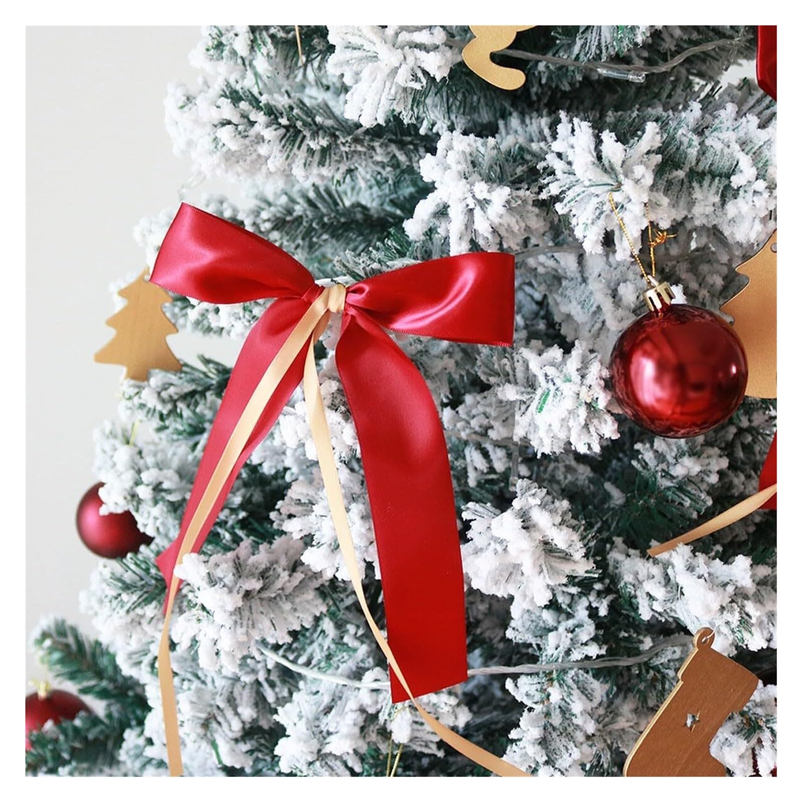 Sapin de Noël Artificiel de 1,5 m, floqué de Neige, de qualité supérieure, à charnière, for la décoration des fêtes à Domicile ou au Bureau.(1.8m)