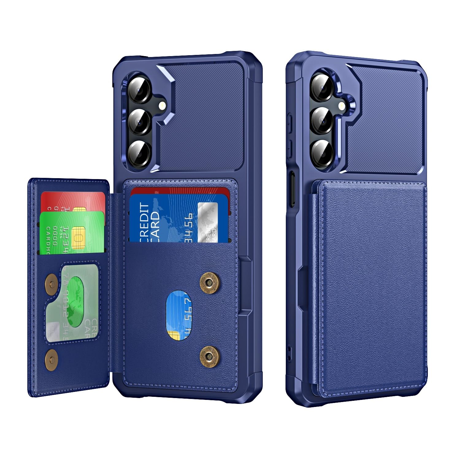 Étui Google Pixel 7A bleu foncé à rabat en cuir et silicone - 8