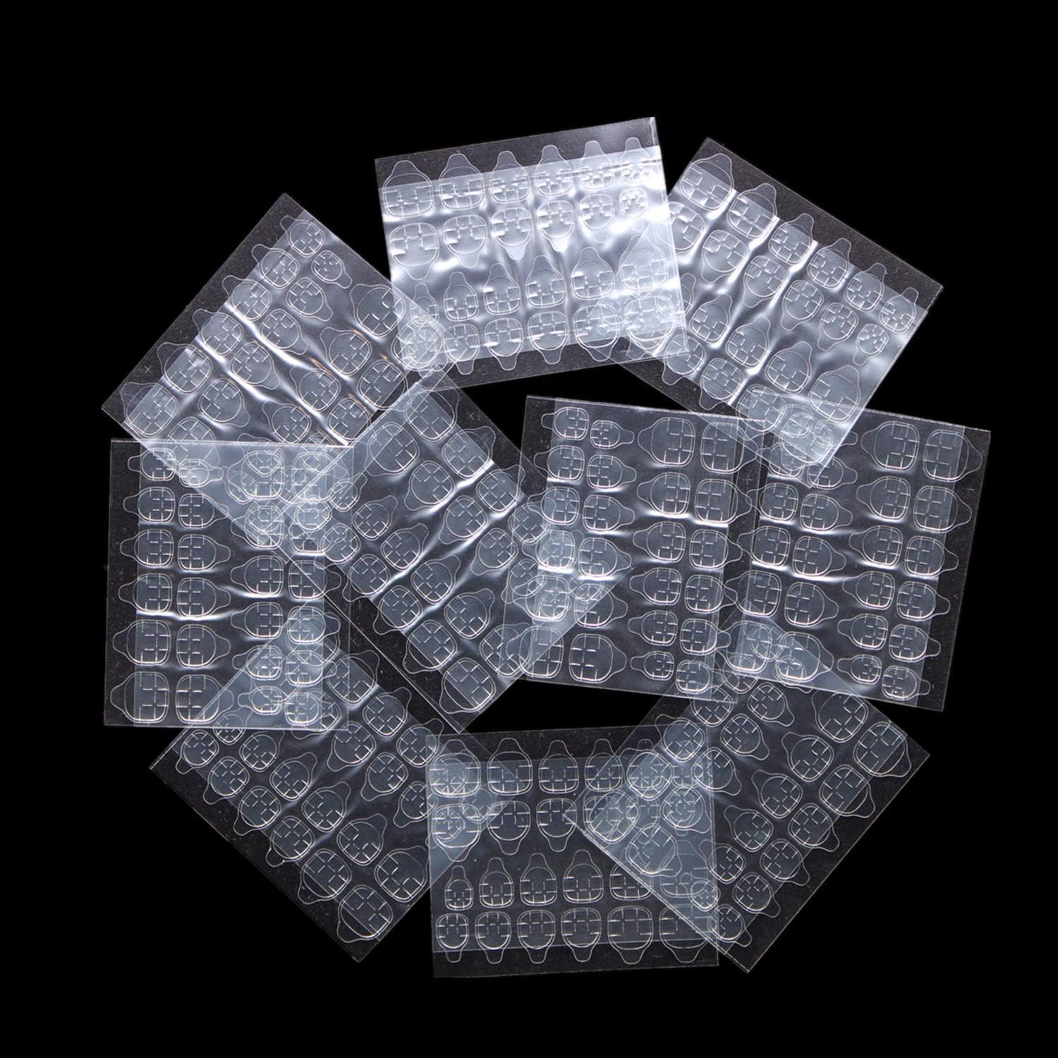 INOG 10 Sheet(240Pcs)Double-Sided Nail Tab Self-Adhesive Sticker, False Nail Glue Jelly Gel Tape Adhesive Tabs Nail Glue Transparent Flexible Adhesive Fake Nails Tabs Sticker, 11 Cm, 5 Cm