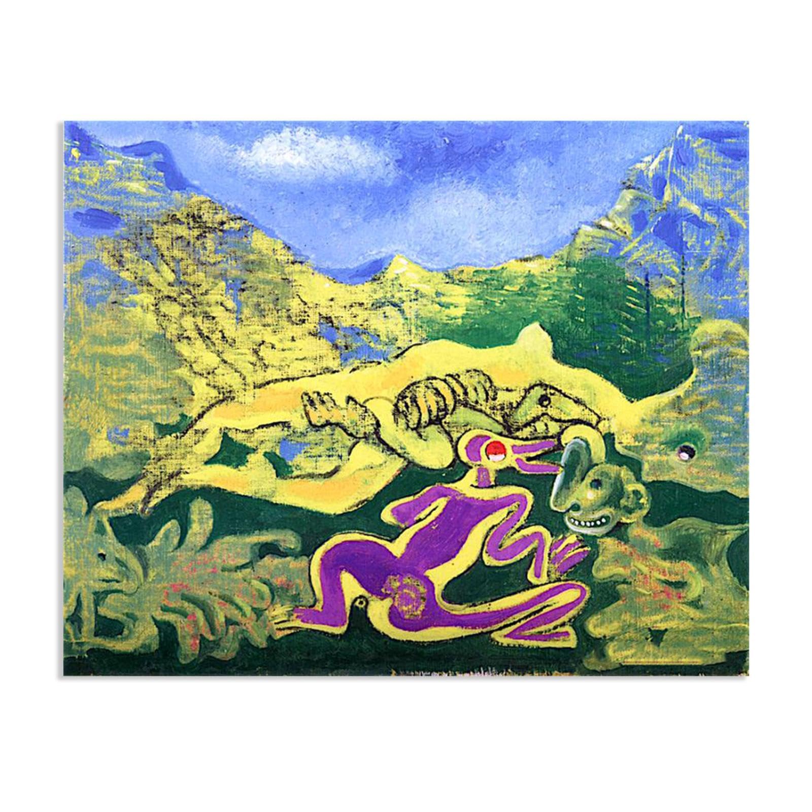 MYCGGDGH Max Ernst Canvas Wall Art Reproductions of Famous Paintings Reclining with Figures Giclée Prints Abstract Gifts Aesthetic Wall Decor for Living room bathroom 65x50cm(26x19in) Frameless