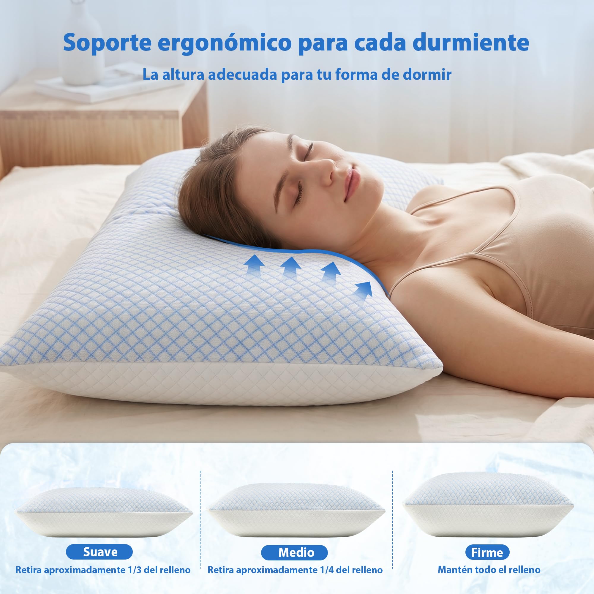 UNIKOME Almohada refrigerante 50x70CM Juego de 2, Almohada de Espuma con Memoria de Doble Cara, Almohada refrigerante frío/Calor extraíble,Verano/otoño,Primavera,Oeko-Tex