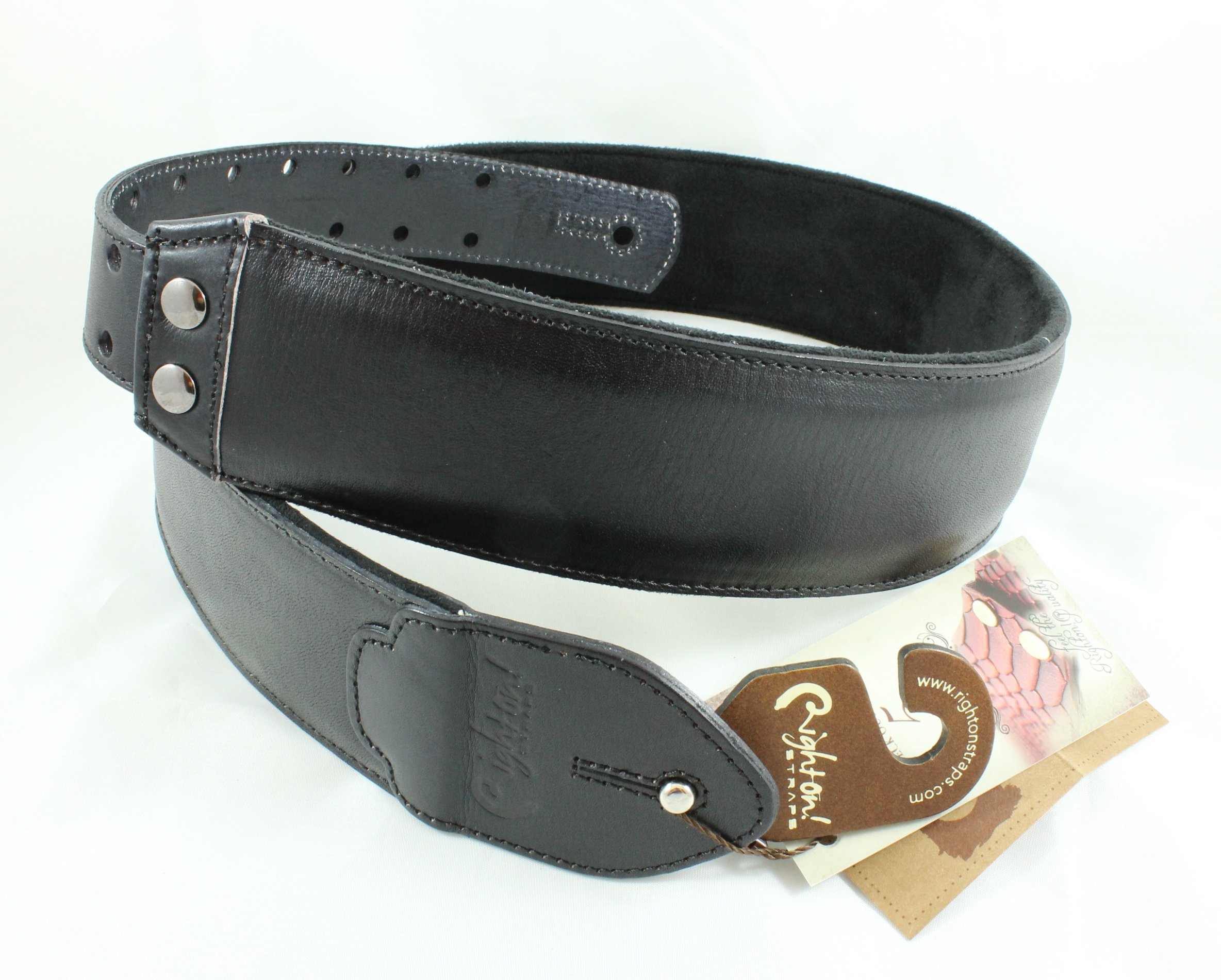 Right On! Straps LEATHERCRAFT Vintage/Black Guitar Strap Made in Spain