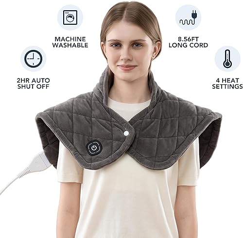 Miniatura 9 de Berkshire Blanket Almohadilla térmica con peso Almohadilla térmica eléctrica de forro polar de gamuza sintética para aliviar el dolor de cuello,