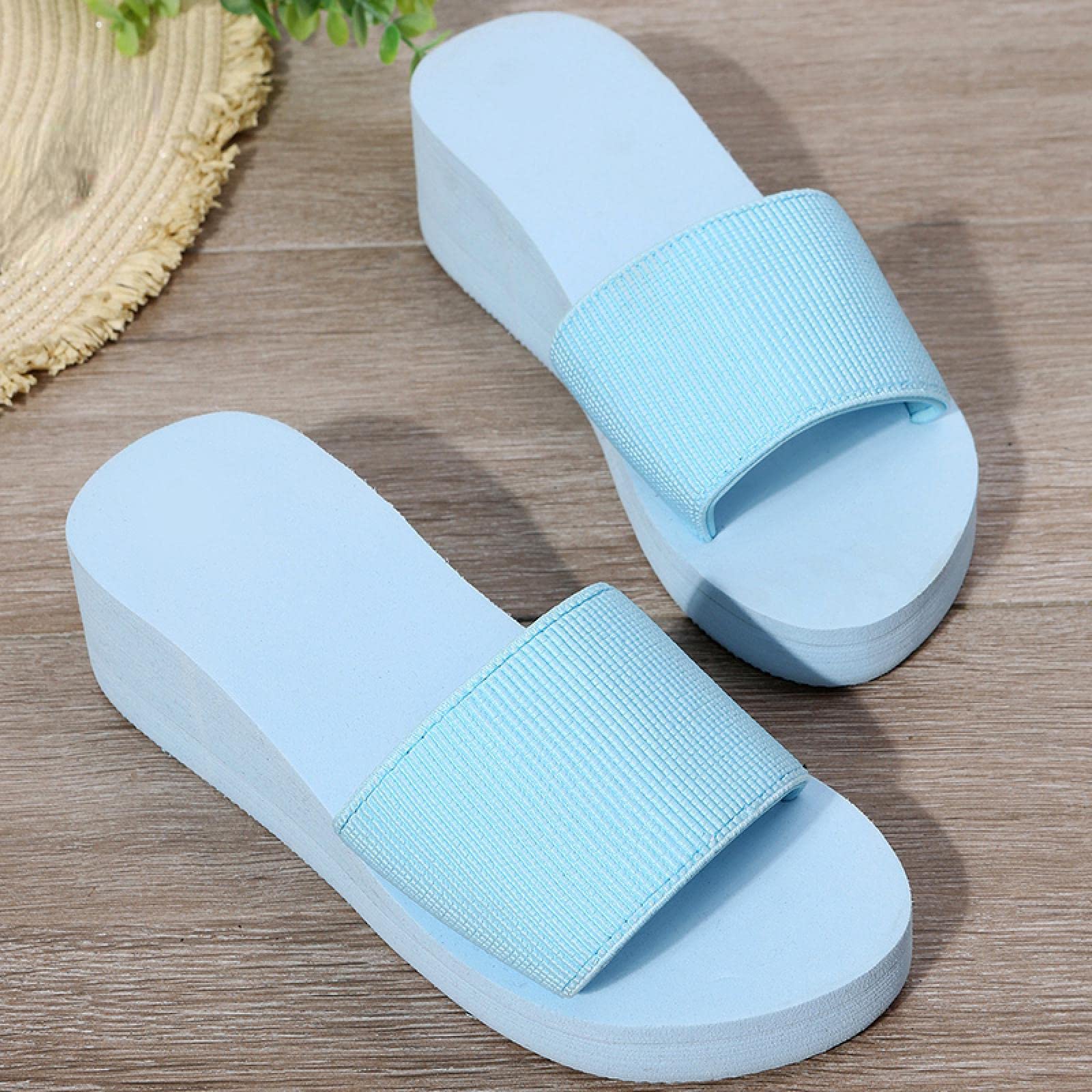 Sandales Plateforme Pour Femme - Talon Large 3 Cm, Semelle Caoutchouc, Matière PU - Pantoufles De Plage, Chaussures D'été Confortables à Enfiler