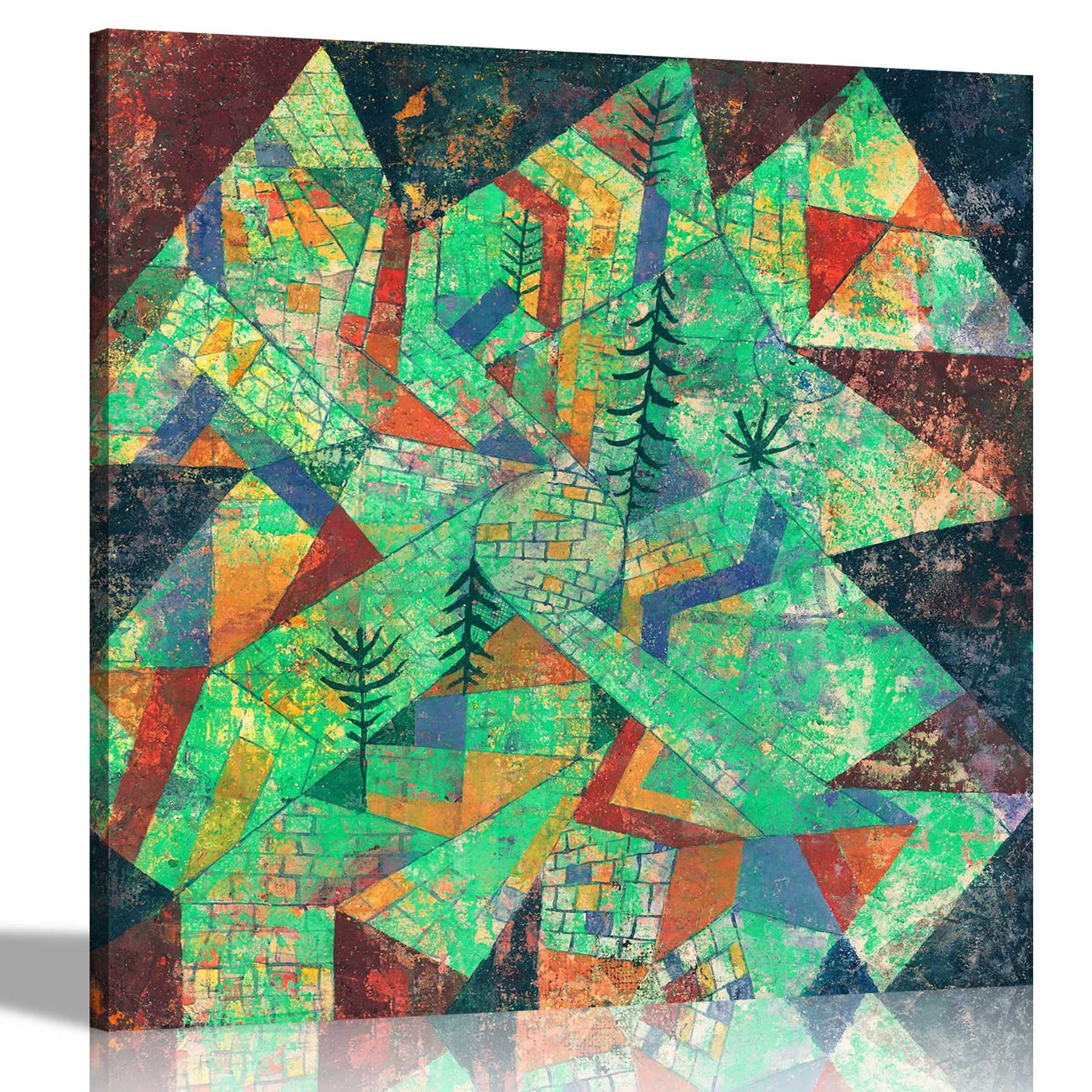 Artley Prints - The Forest Construction by Paul Klee Canvas Wall Art l Modern Square Prints | Expressionism Artwork for Living Room Bedroom 76 x 76cm (30 x 30 inches)