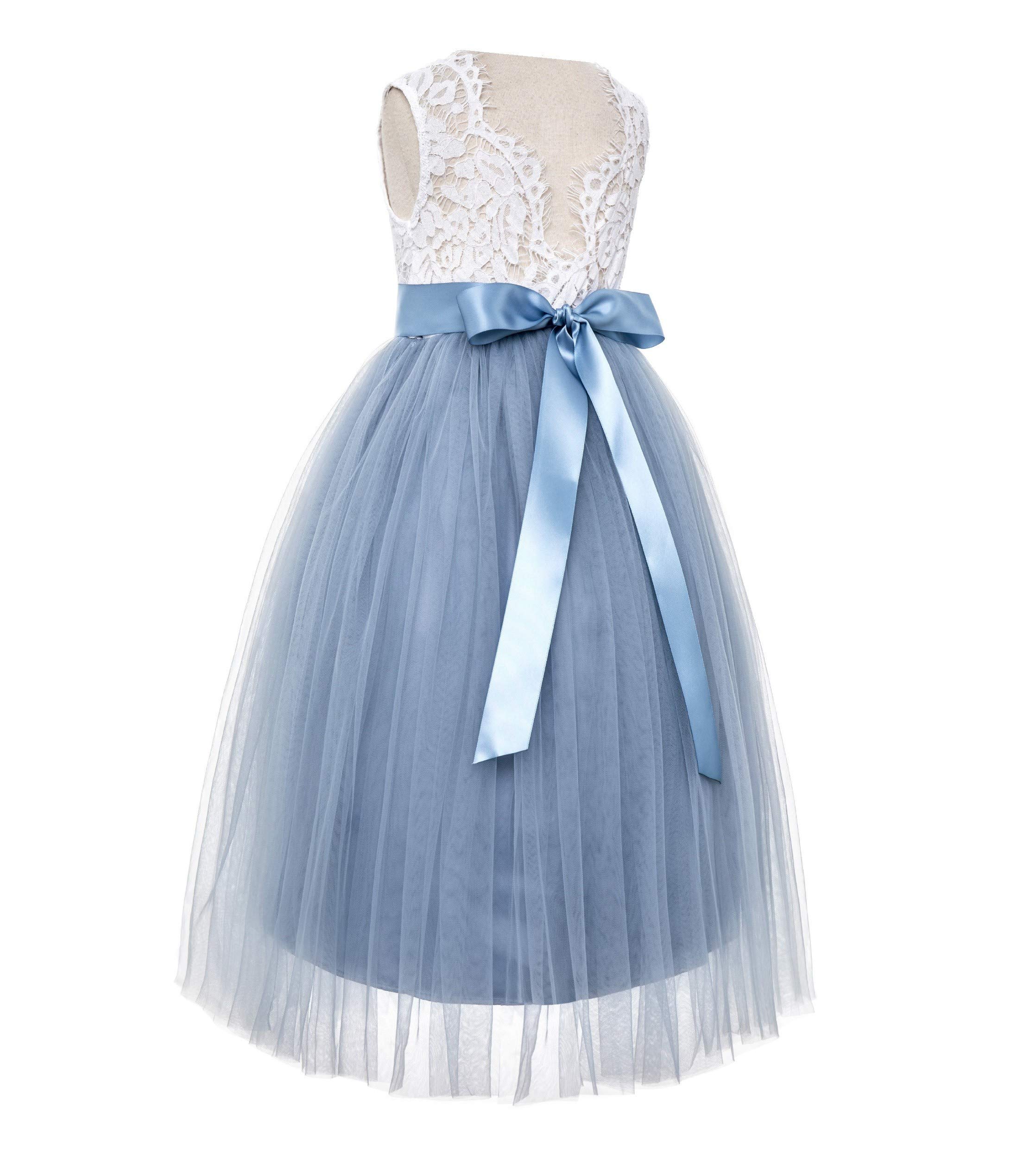 ekidsbridal Scalloped Lace Back Junior Flower Girl Dress Christening Easter Holiday 207R 5