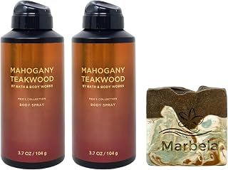 Bath & Body Works Mahogany Teakwood 2 Body Sprays & Cabin Spice Bar Soap
