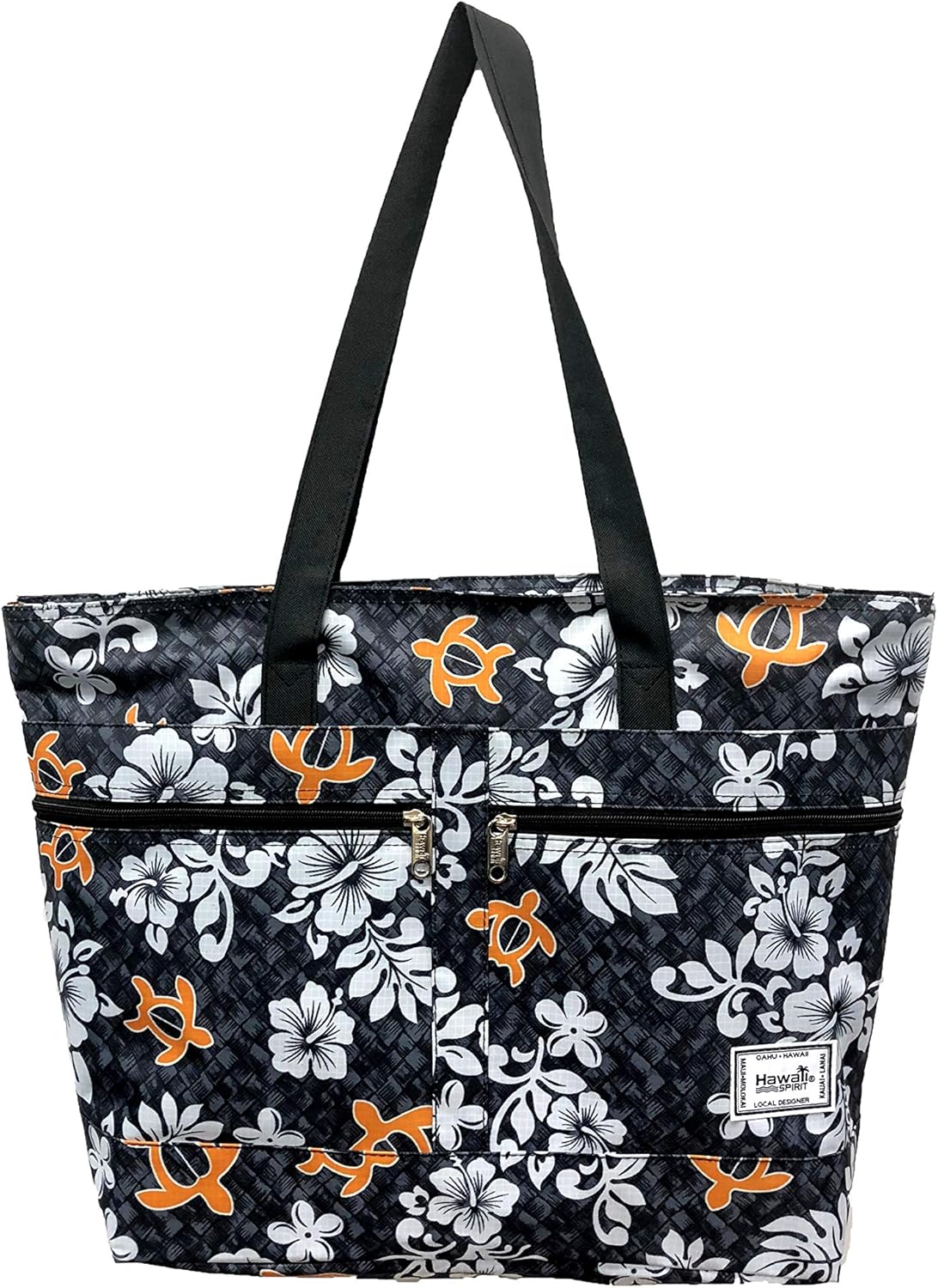 Hawaiian Print Double Zipper Tote Bag