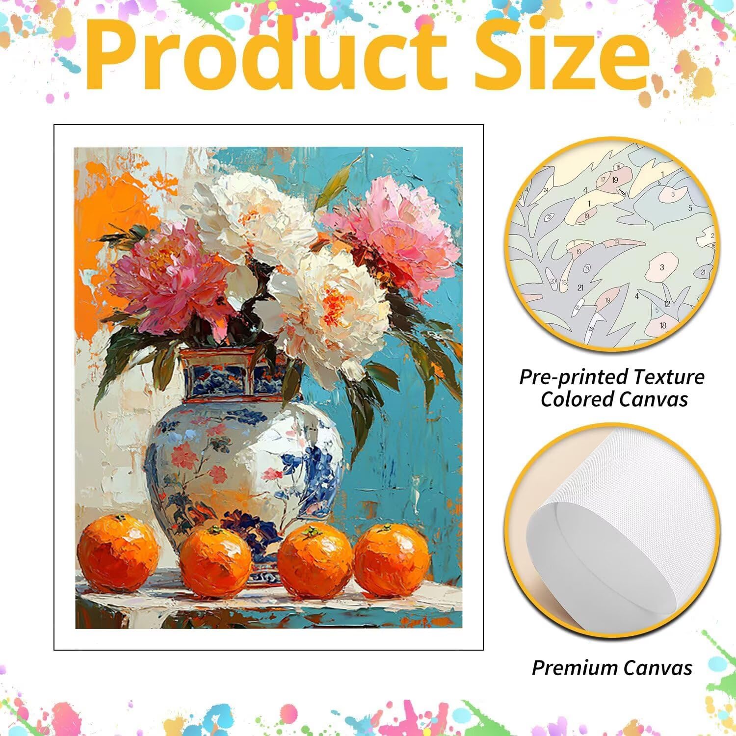 WEISHIWE Frutta floreale Dipingere con i Numeri per Adulti, 70x90cm a-430 | Paint by Numbers Kit con Pennelli e Acrilico Pigmento, Fai da te Olio La Pittura di Numeri Kit, Decora la Casa, senza Cornice