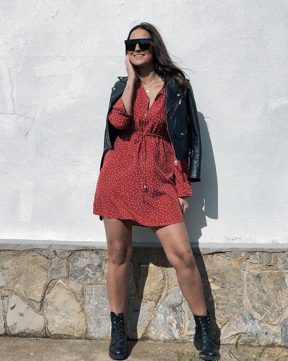 YOINS Women T-Shirt Dresses Summer Tunic Tops Short Sleeves Mini Dress V Neck Button Down Design Blouses Bb-red S