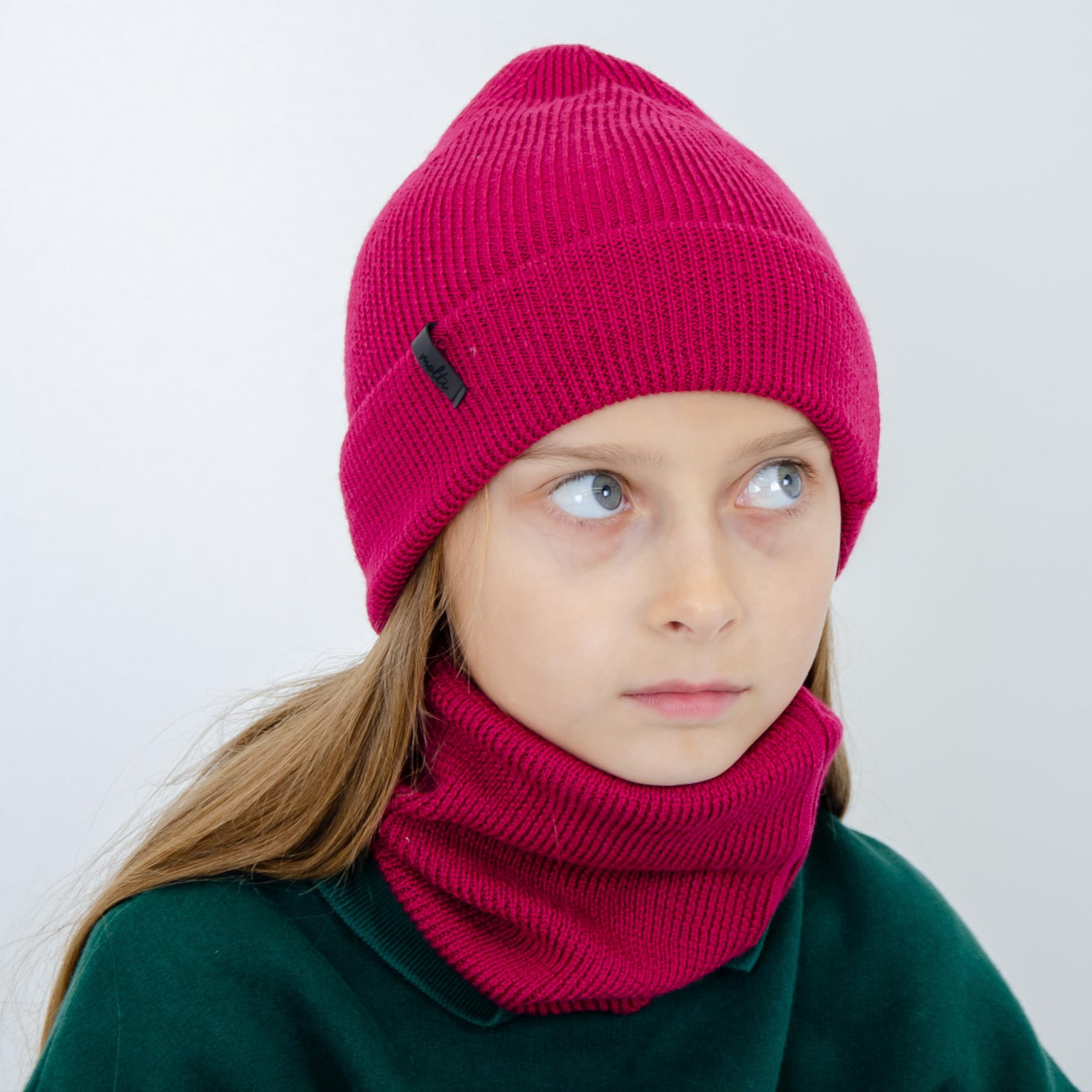molti Dziecięca czapka beanie i komin – wełna z merynosów, czapka z dzianiny i szal typu loop dla chłopców i dziewczynek, ciepła i oddychająca, wiosna i jesień, w 5 kolorach