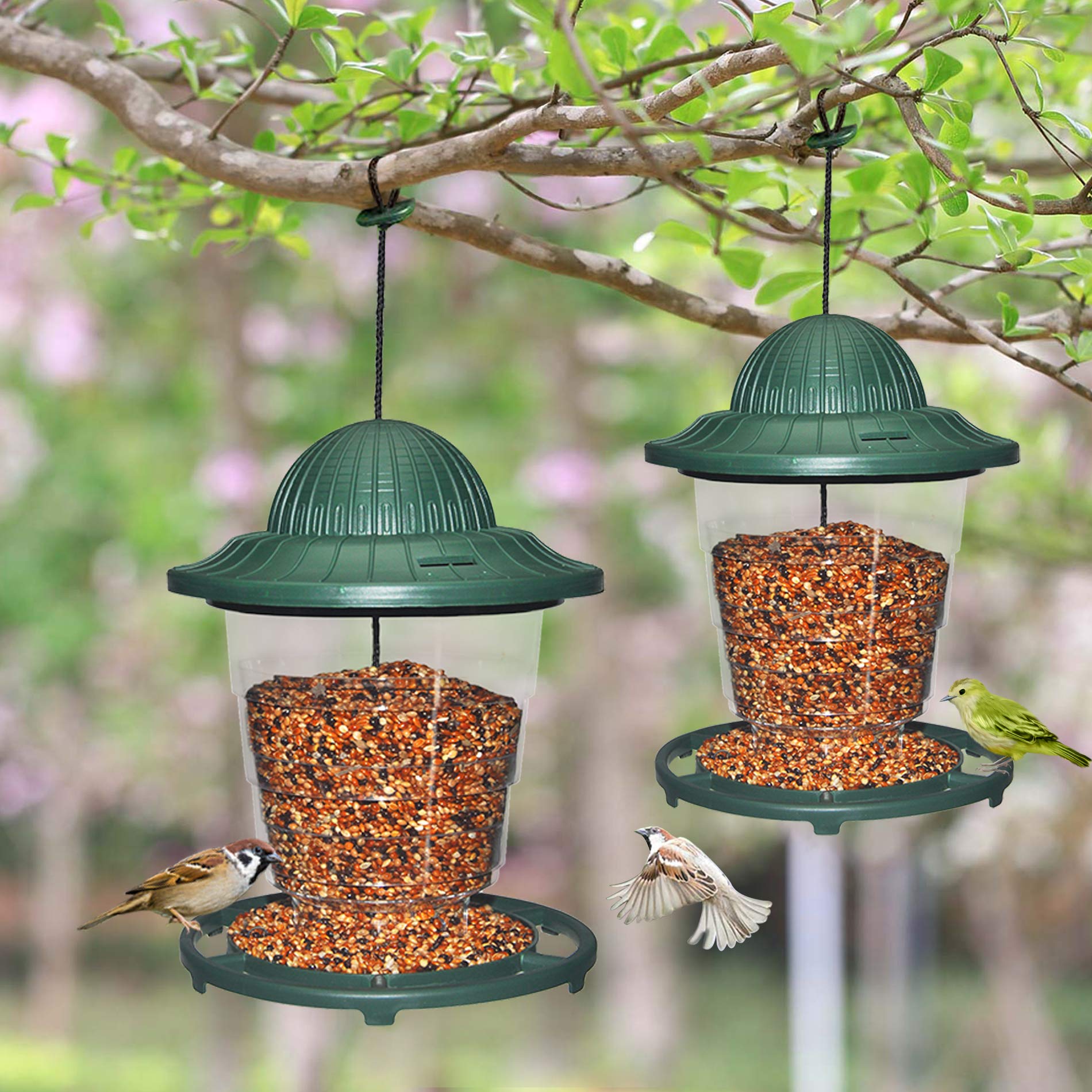 Buzzeap Metal Bird Feeder - 2.5lb Capacity Chew-Proof Feeder | Rust-Proof Outdoor Garden Decor
