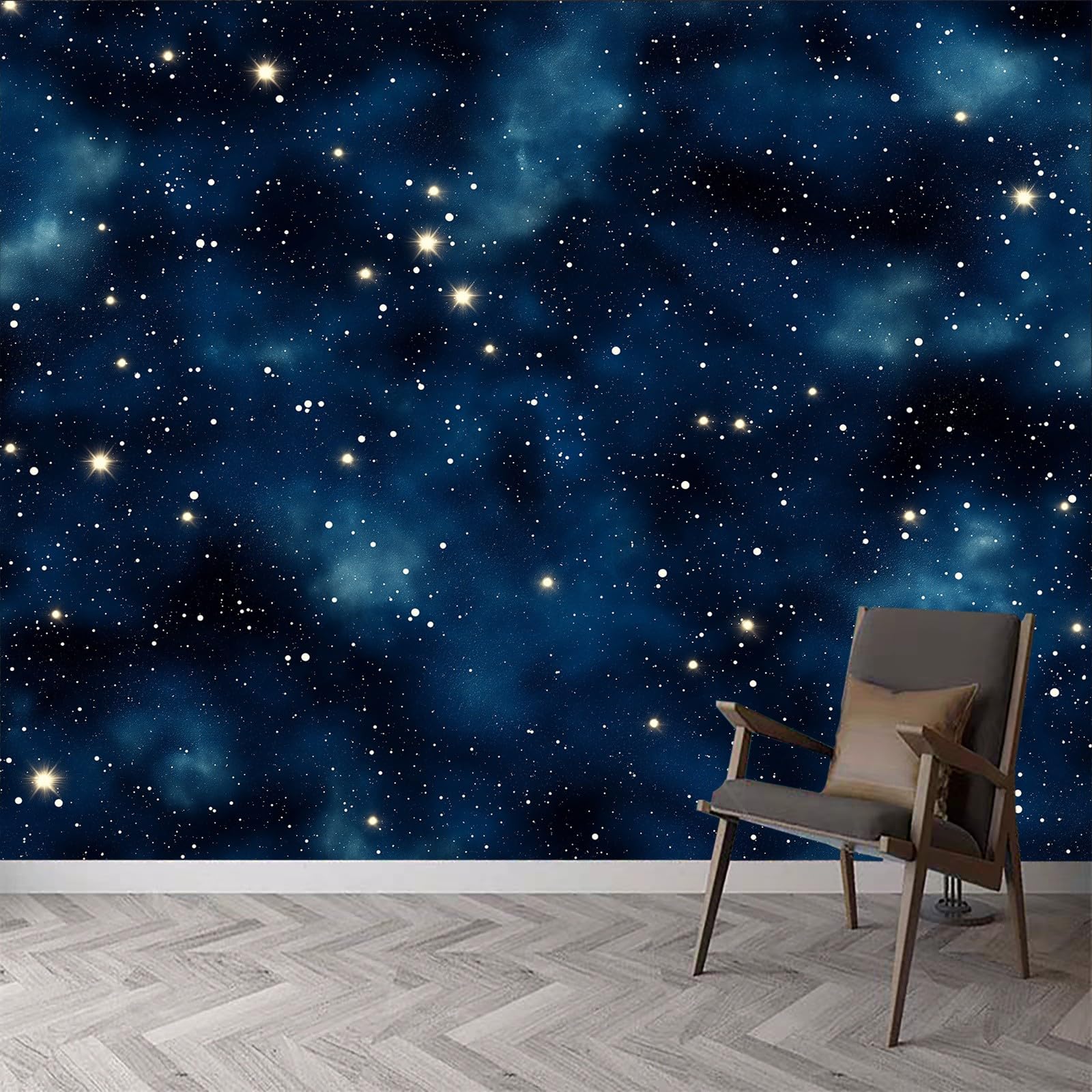 Tapeta ścienna, gwiaździste niebo z motywem kosmicznym, fototapeta, gwiazdy kosmiczne, tapeta z włókniny, dekoracja ścienna, 250 x 175 cm (szer. x wys.), tapeta panoramiczna dla dziewcząt, chłopców