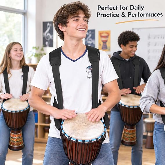 Adjustable Djembe Shoulder Strap Thick Pad African Hand Drum Sling Comfort Percussion Instrument Belt