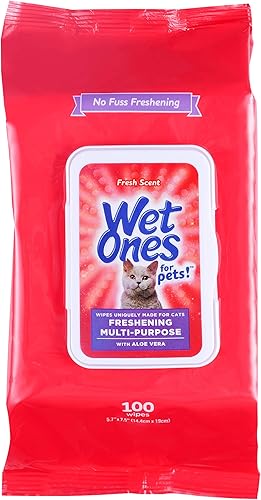 Wet Ones Toallitas multiusos para refrescar mascotas con aloe vera Toallitas de limpieza para gatos fáciles de usar, toallitas refrescantes para