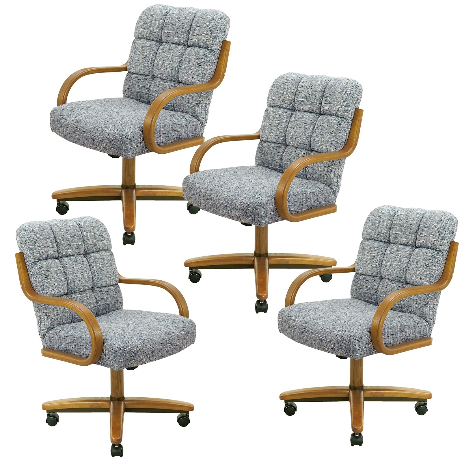 Chromcraft Set of 4 Swivel Tilt Chairs, Ultra Comfort Soft Wheel Chairs for Kitchen Room(Noriko Ocean)